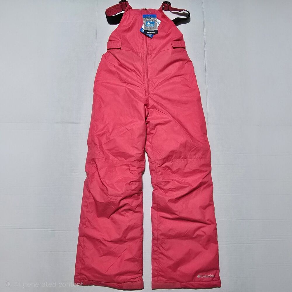 NEW Columbia Youth Large 14/16 Snowslope II Insulated Ski Bib Pants Pink SG8394